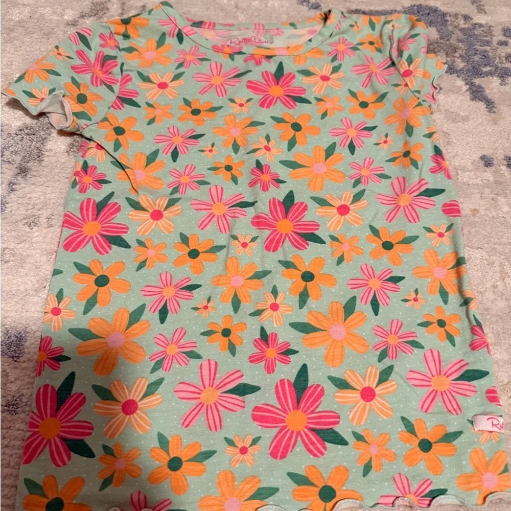 Ruffle Butts Colorful Floral Kids Pajama Set - Picture 3 of 6